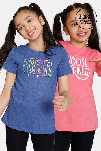 Buy Rosaline Girls Knit Poly Top (Pack of 2) - Blue Pink